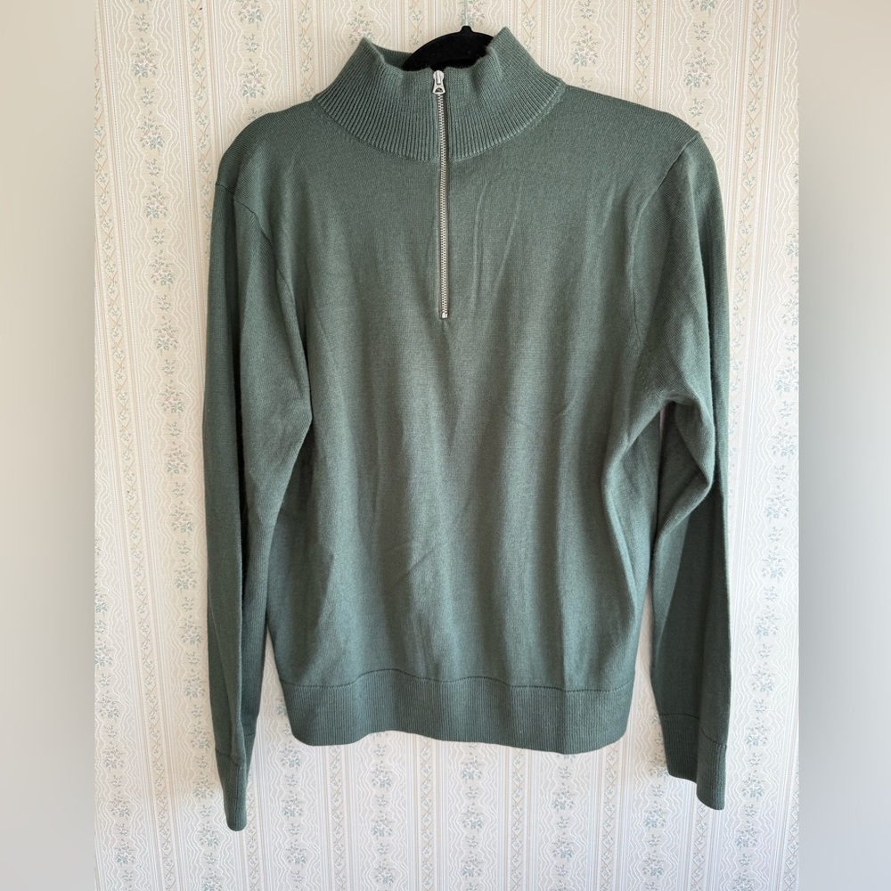 J. Crew 3/4 zip size medium green color NWOT